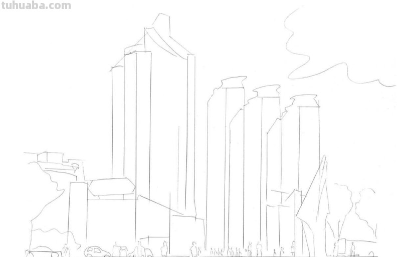 不会画高楼画法？分步骤教你画，看起来很难画，其实画起来很简单