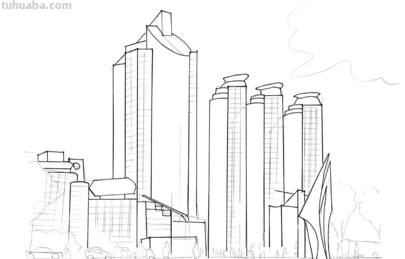 不会画高楼画法？分步骤教你画，看起来很难画，其实画起来很简单