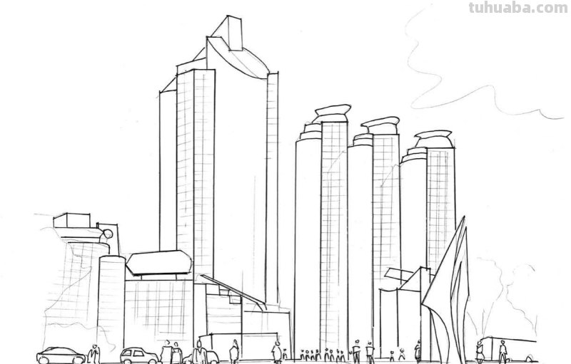 不会画高楼画法？分步骤教你画，看起来很难画，其实画起来很简单