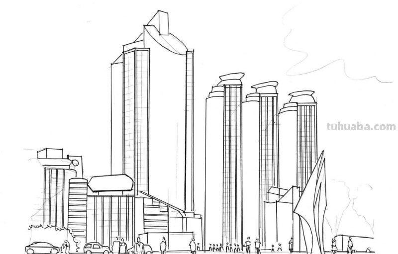不会画高楼画法？分步骤教你画，看起来很难画，其实画起来很简单