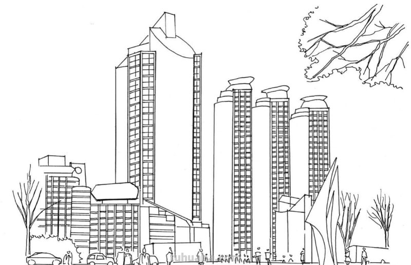 不会画高楼画法？分步骤教你画，看起来很难画，其实画起来很简单