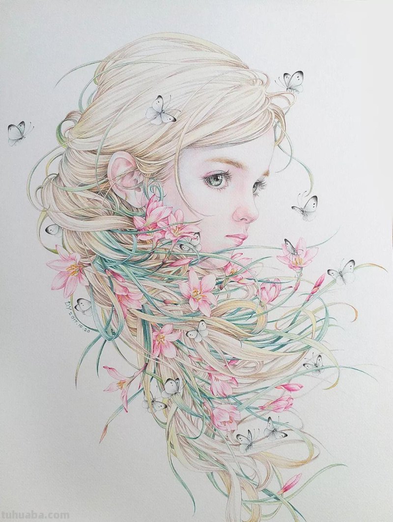 精细到极致的彩铅插画，每一幅都自带仙气，谁不喜欢呀！