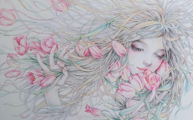精细到极致的彩铅插画，每一幅都自带仙气，谁不喜欢呀！