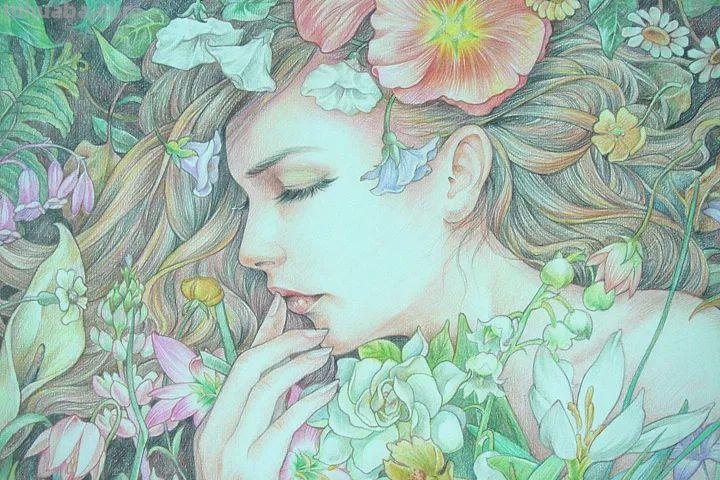 精细到极致的彩铅插画，每一幅都自带仙气，谁不喜欢呀！