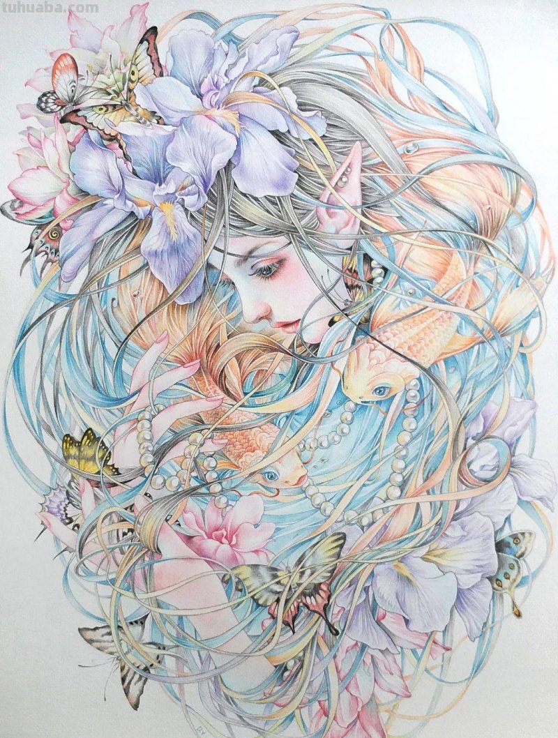 精细到极致的彩铅插画，每一幅都自带仙气，谁不喜欢呀！