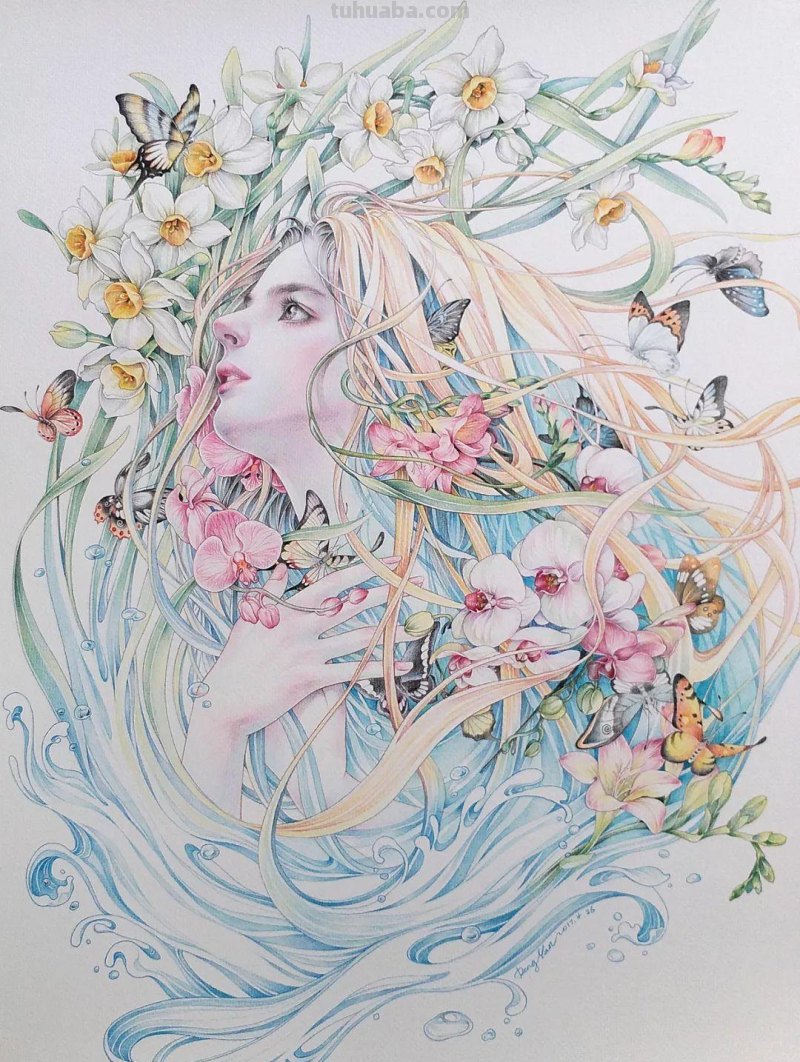 精细到极致的彩铅插画，每一幅都自带仙气，谁不喜欢呀！
