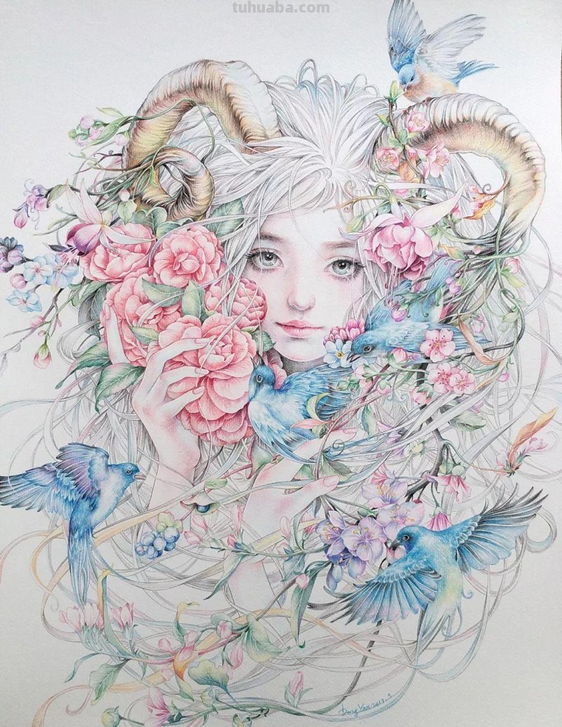 精细到极致的彩铅插画，每一幅都自带仙气，谁不喜欢呀！