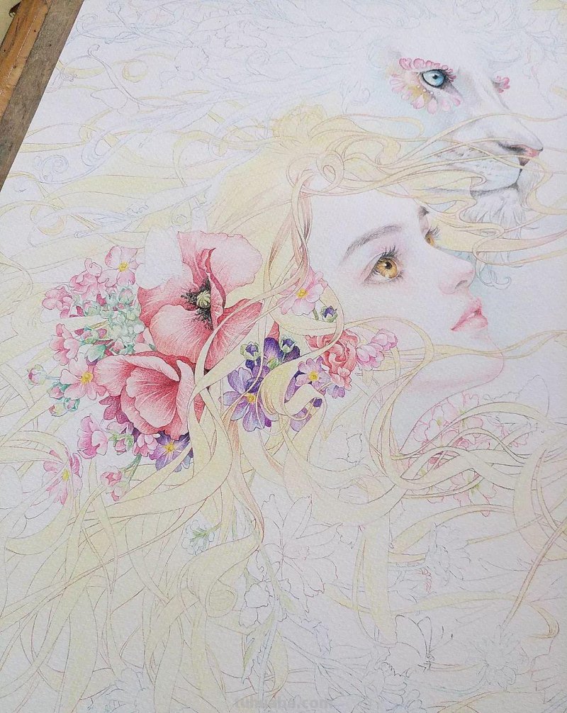 精细到极致的彩铅插画，每一幅都自带仙气，谁不喜欢呀！