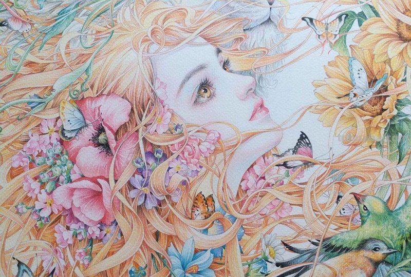 精细到极致的彩铅插画，每一幅都自带仙气，谁不喜欢呀！