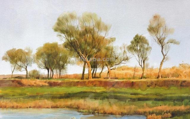 这才是大师之作，滋润清透的水彩风景画，超棒