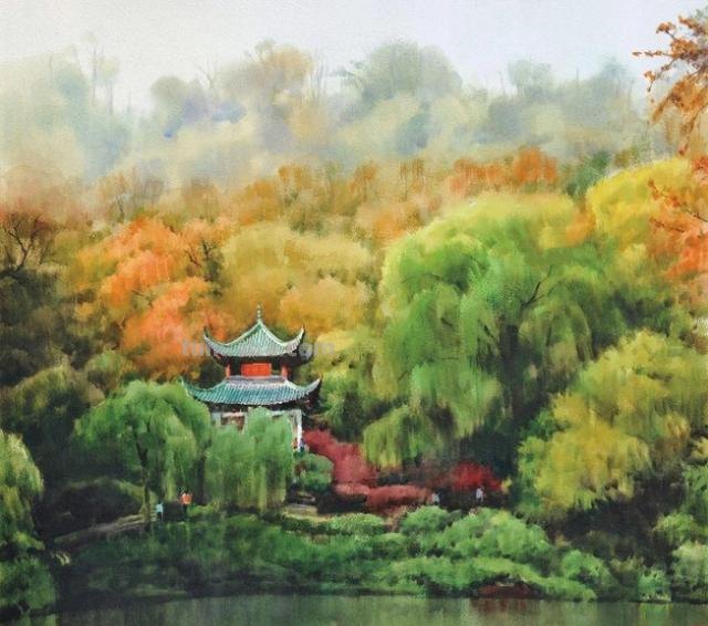 这才是大师之作，滋润清透的水彩风景画，超棒