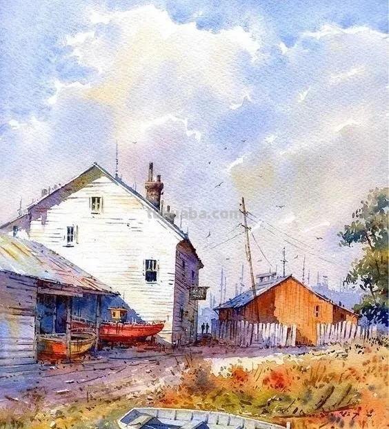 请欣赏优秀的水彩风景画，都是临摹的好作品