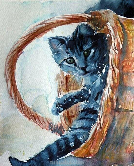 各种可爱的小动物水彩画作品