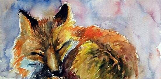 各种可爱的小动物水彩画作品