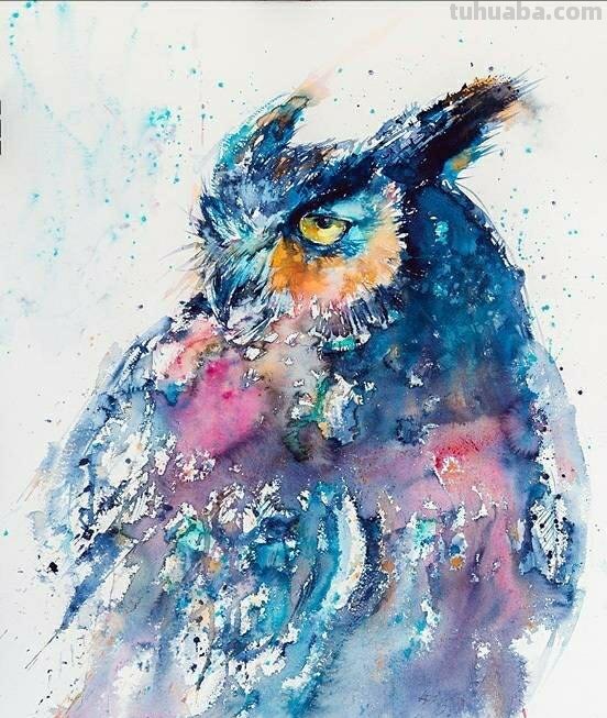 各种可爱的小动物水彩画作品