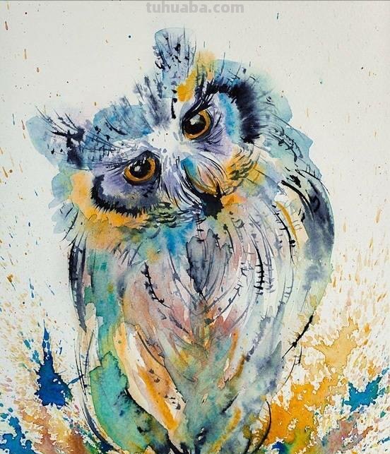 各种可爱的小动物水彩画作品