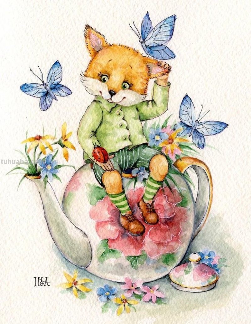 Inga Izmailova的可爱动物水彩插画作品欣赏