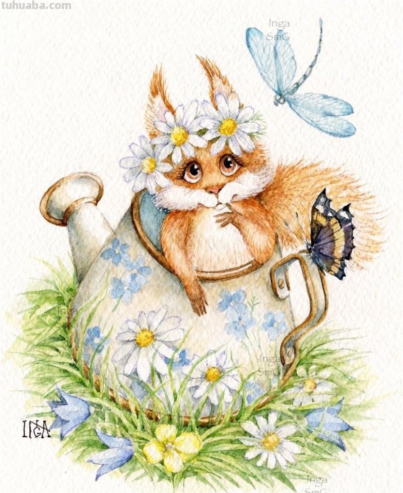 Inga Izmailova的可爱动物水彩插画作品欣赏