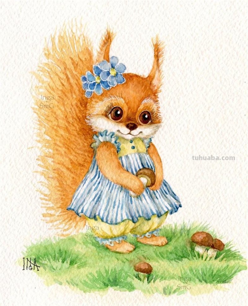Inga Izmailova的可爱动物水彩插画作品欣赏