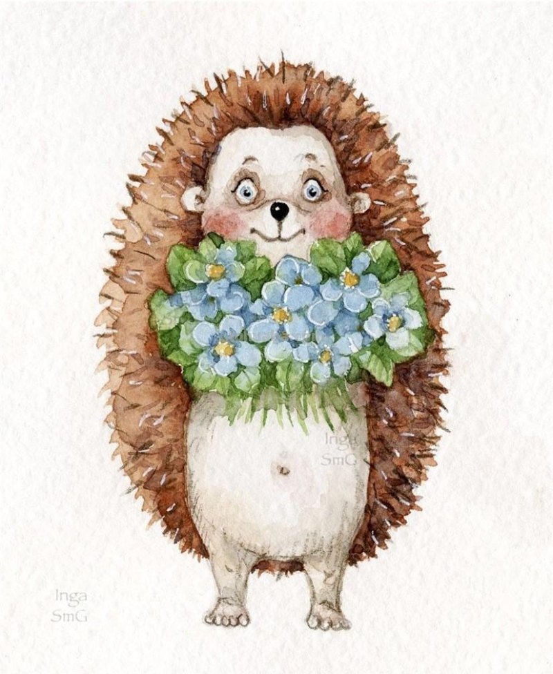 Inga Izmailova的可爱动物水彩插画作品欣赏