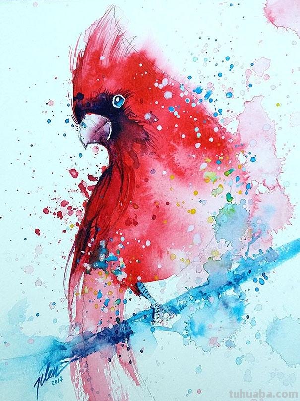 Tilen Ti 漂亮的水彩动物插画