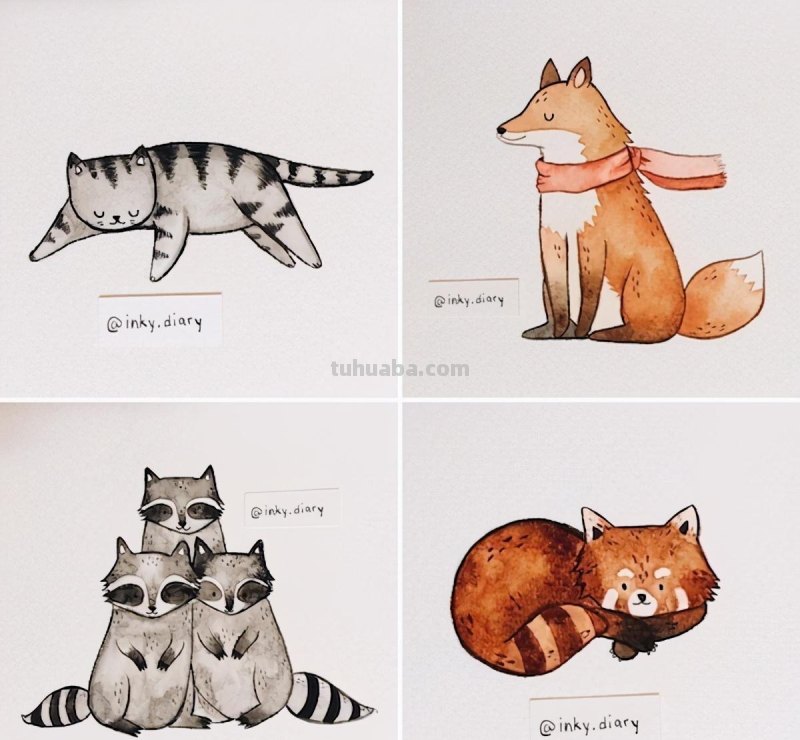 嘿！要来看一组可爱清新的小动物水彩插画吗？