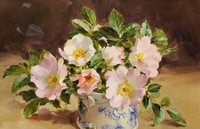 尽显油画魅力的一组静物花卉油画