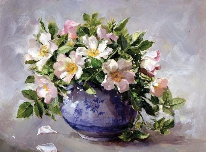 尽显油画魅力的一组静物花卉油画
