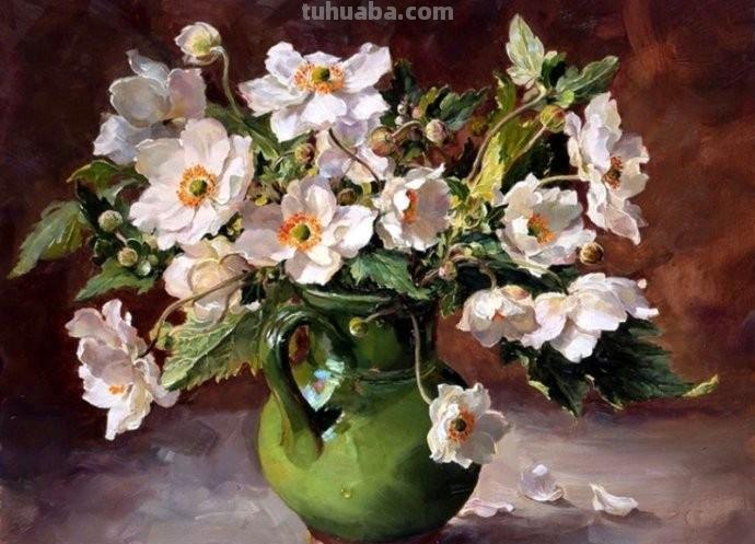 尽显油画魅力的一组静物花卉油画