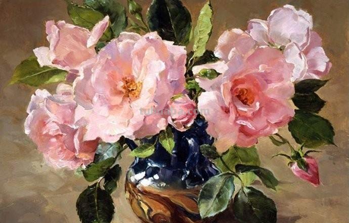 尽显油画魅力的一组静物花卉油画