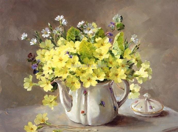 尽显油画魅力的一组静物花卉油画