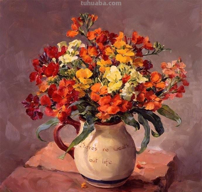 尽显油画魅力的一组静物花卉油画