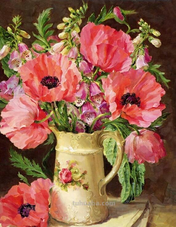 尽显油画魅力的一组静物花卉油画
