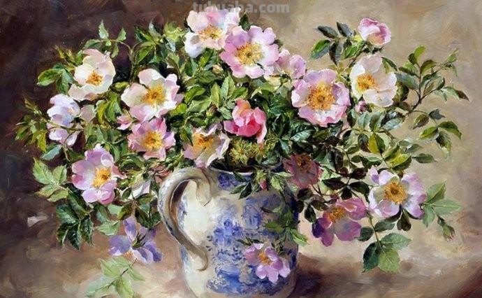 尽显油画魅力的一组静物花卉油画