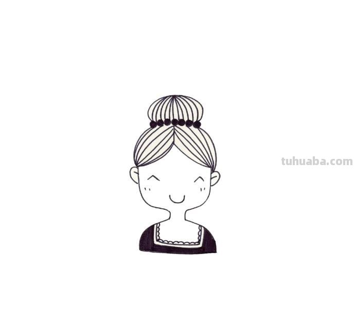 一组漂亮小姐姐头像简笔画~大家都来试试吧~