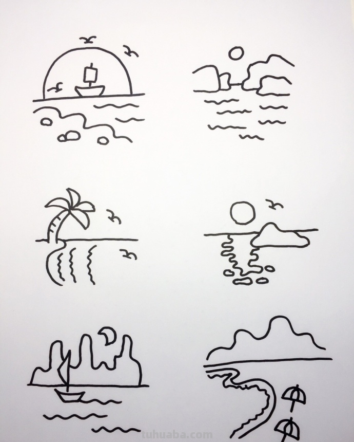 海底世界大海小鱼珊瑚简笔画大全~