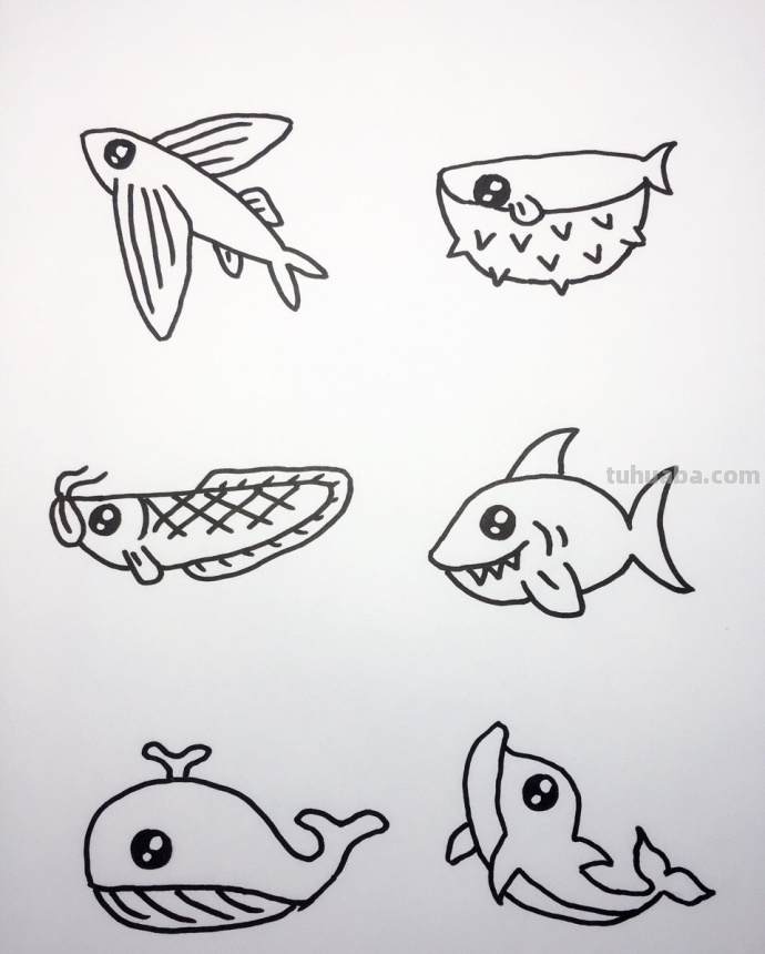 海底世界大海小鱼珊瑚简笔画大全~