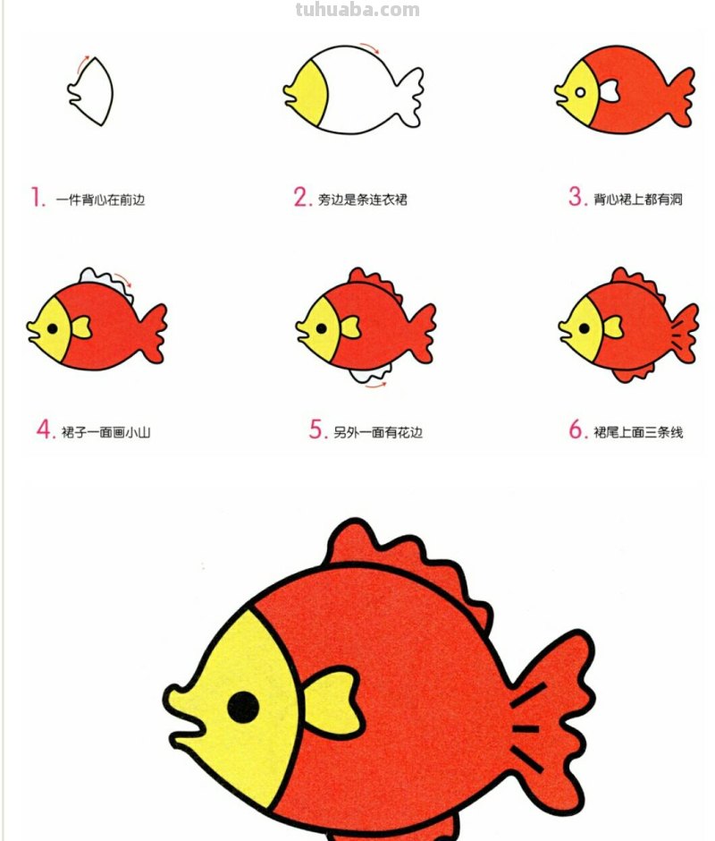8种海洋鱼类育儿简笔画，可爱好看又好画，为宝宝收藏起来