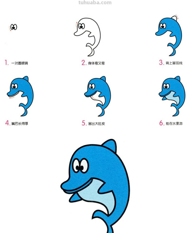 8种海洋鱼类育儿简笔画，可爱好看又好画，为宝宝收藏起来