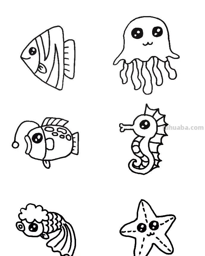 这是我见过画海洋生物简笔画，最全的资料了，教孩子必备，收藏！