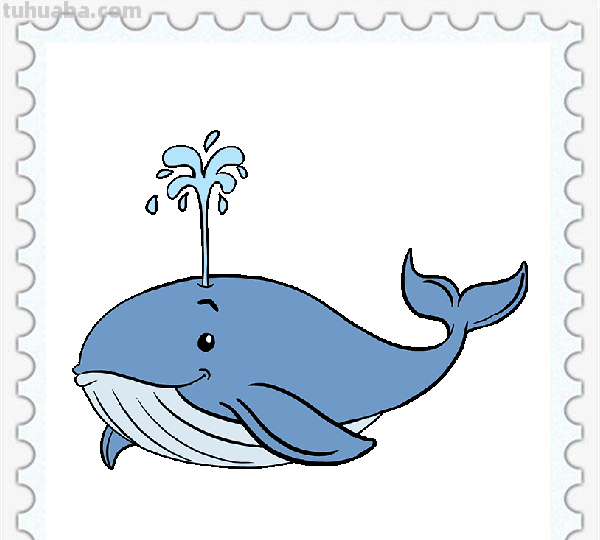 儿童简笔画精选「海洋动物」-鲸鱼（Whale）的绘画步骤