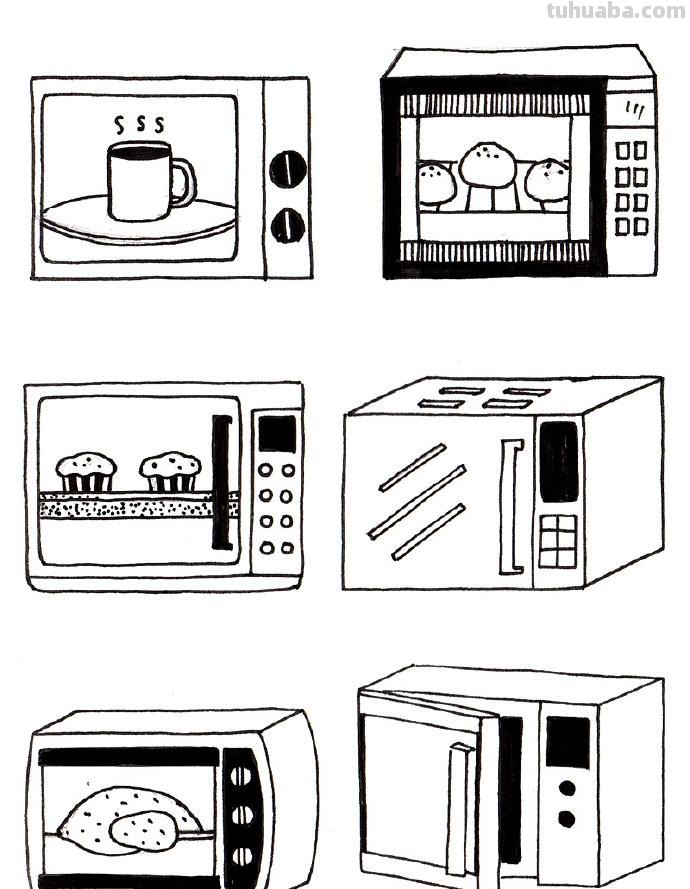 「简笔画」家电简笔画素材（作者：桃涩桃涩）