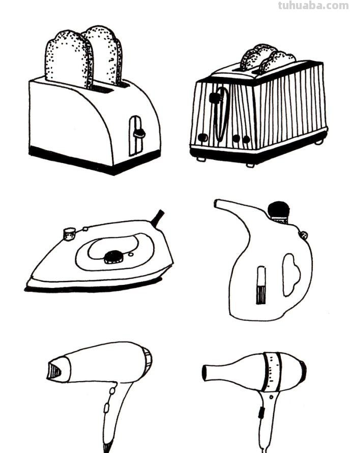 家电简笔画素材，手帐必备！