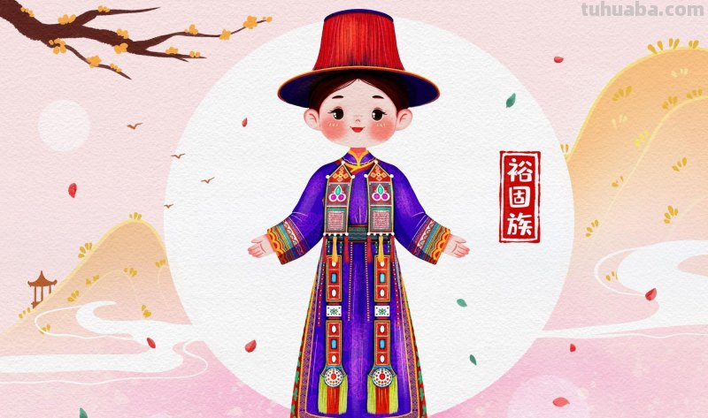 手绘插画｜56民族传统服饰人物插画①