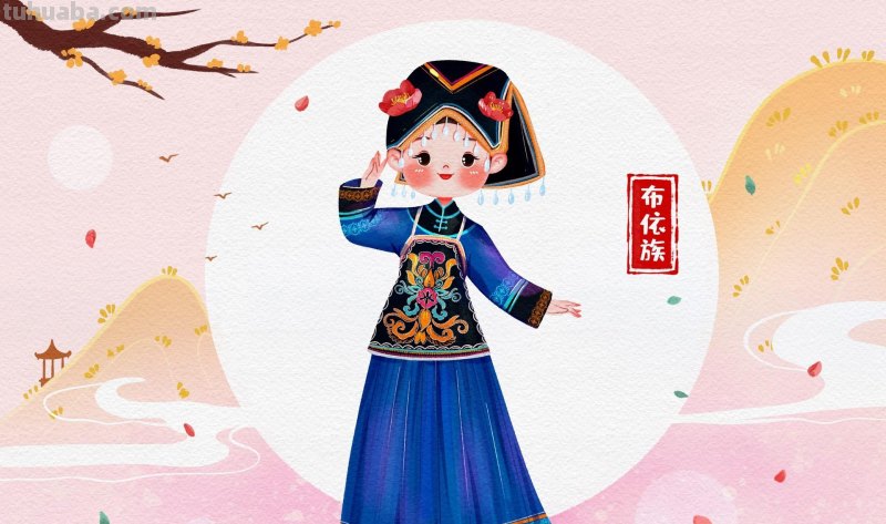 手绘插画｜56民族传统服饰人物插画①