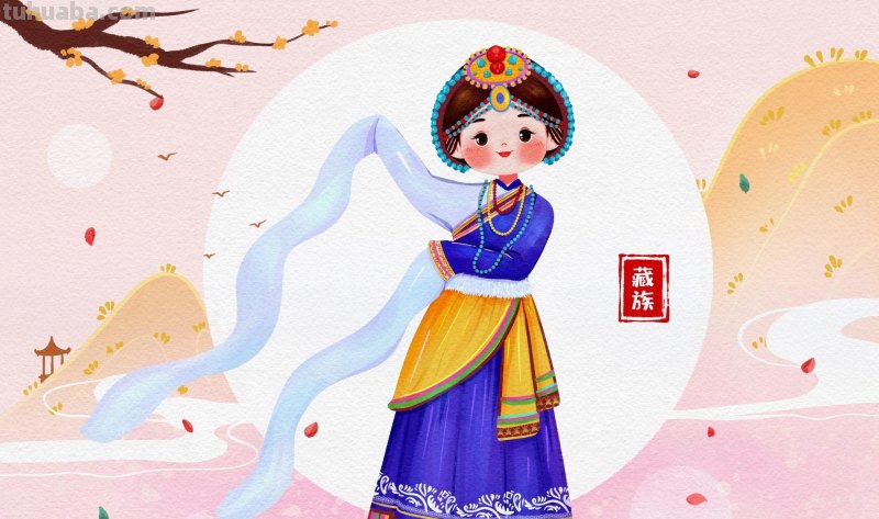 手绘插画｜56民族传统服饰人物插画①