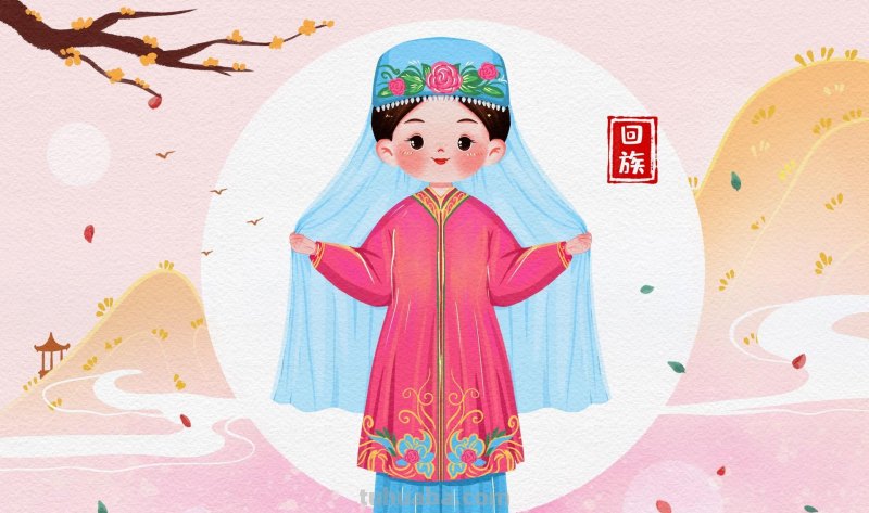 手绘插画｜56民族传统服饰人物插画①