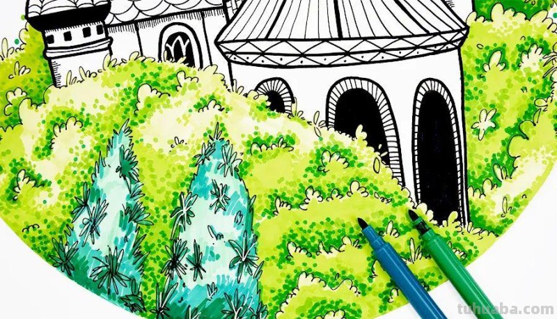 儿童画教程|创意线描画-丛林中的城堡 儿童画教程|创意线描画-丛林中的城堡