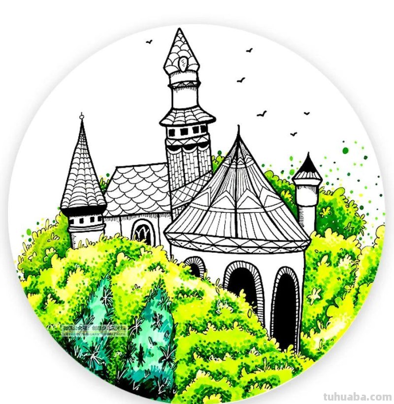 儿童画教程|创意线描画-丛林中的城堡 儿童画教程|创意线描画-丛林中的城堡
