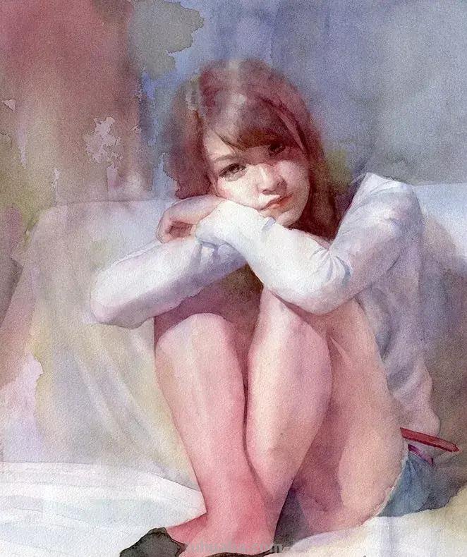 青春靓丽、清灵妩媚 - 松林淳人物水彩画